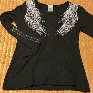 Vocal Black Long Sleeve with Silver Wing Accents
